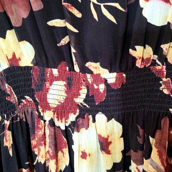 Reba floral chiffon ruffle maxi dress dark colors size M - Picture 7 of 8